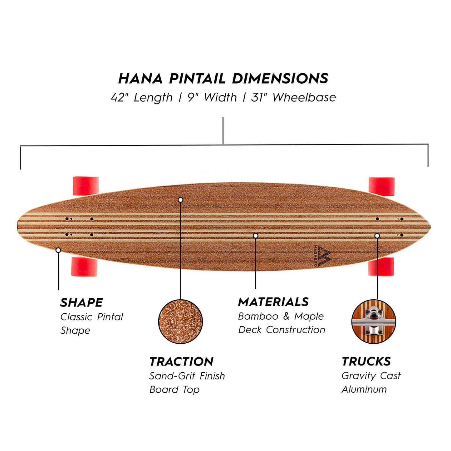 Hana Longboard Skateboard Collection - 42" x 9" - Cruiser