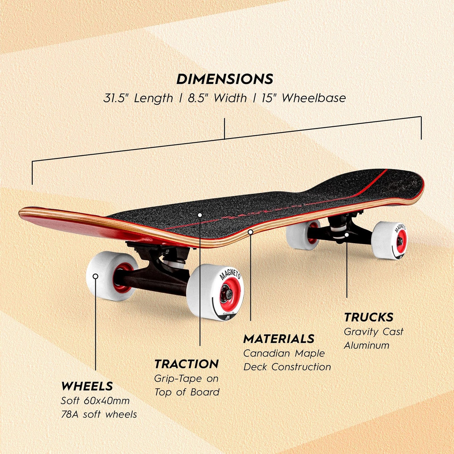 SUV Skateboard - 31" x 8.5" - Red