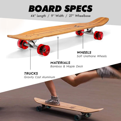 44 inch Kicktail Cruiser Longboard Skateboard - Red